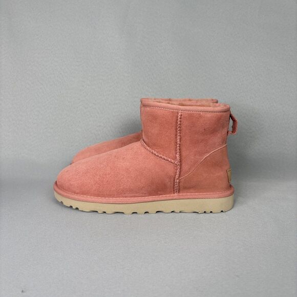 New Womens UGG Australia Boots Sz 8 Classic Mini Pinkish Red (Clay Pot) Booties - Picture 3 of 15